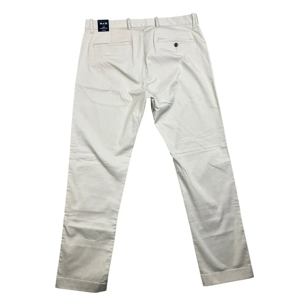J Crew Chino Pants Mens 36x32 Gray Stone Cotton Stretch Slim Fit Office CO399